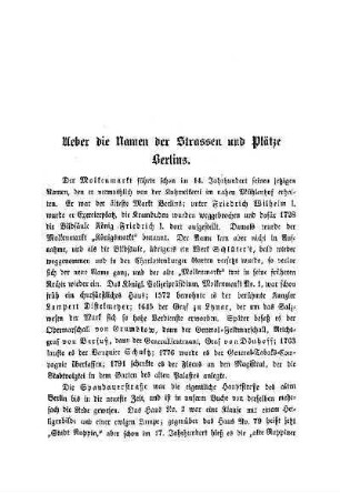 Ueber die Namen der Straßen und Plätze Berlins
