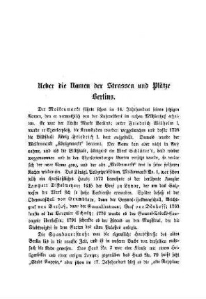 Ueber die Namen der Straßen und Plätze Berlins