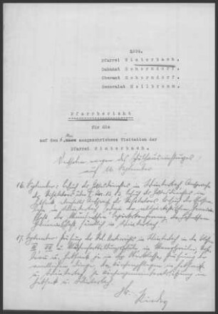 Winterbach mit Hebsack und Rohrbronn: Pfarrbericht 1934