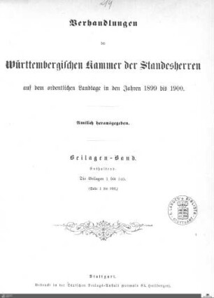 2,24: Landtag Württemberg - Kammer 1, Beilagen 1899-1900