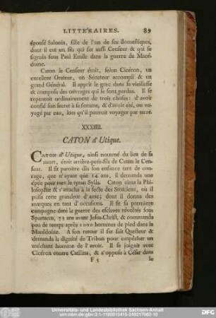 XXXIIII. Caton d'Utique.