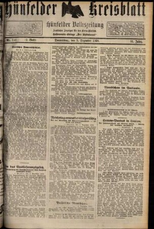 Zweite Ausgabe vom Donnerstag, den 05. Dezember 1929.