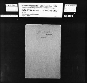 Schuldenwesen der Gesamt- und der Teilgemeinde Ohmenheim sowie der Teilgemeinde Dehlingen