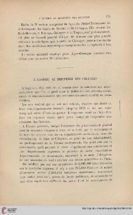 5.1887 = Année 6: L' Algérie au ministère des colonies