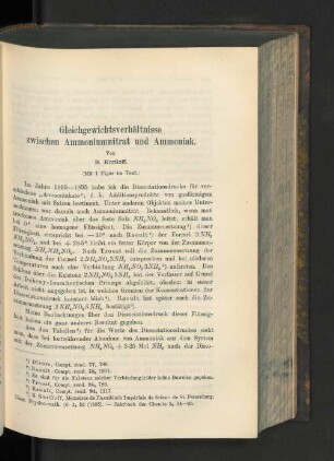 Gleichgewichtsverhältnisse zwischen Ammoniumnitrat und Ammoniak.