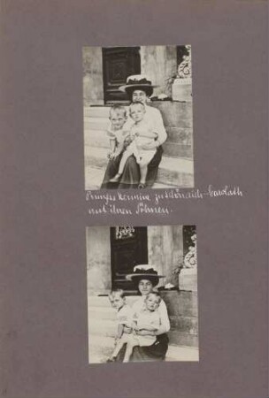oben: Prinzessin Hermine zu Schönaich-Carolath mit ihren 2 Söhnen unten: Prinzessin Hermine zu Schönaich-Carolath mit ihren 2 Söhnen