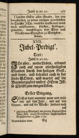 465-536, XVII. Jubel-Predigt