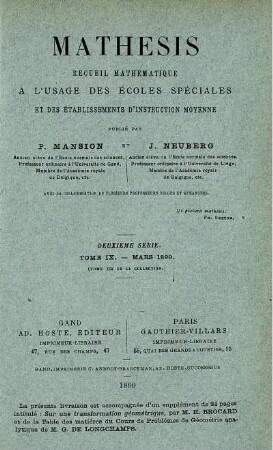 DEUXIÈME SÈRIE. TOME IX. - MARS 1899.