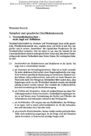 Textarbeit statt sprachliche Oberflächenkosmetik