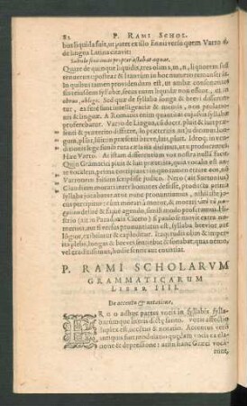 P. Rami Scholarum Grammaticarum Liber IIII. De accentu et notatione.
