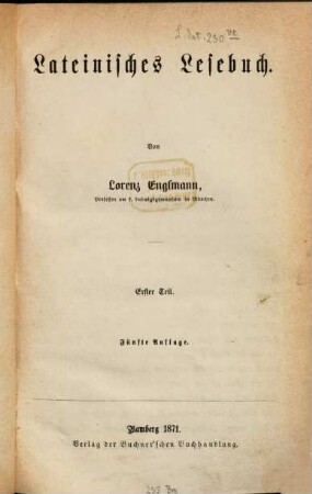 Lateinisches Lesebuch, 1