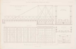 Überbaue amerikanischer Brücken und Viadukte: Grundriss, Längsschnitt, Querschnitte (aus: Atlas zur Zeitschrift für Bauwesen, hrsg. v. G. Erbkam, Jg. 12, 1862)