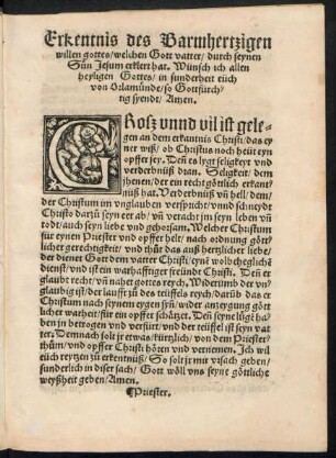 Erkentnis des Barmhetzigen willen gottes/ welchen Gott vatter/ durch seynen Sun Jesum erklert hat ...