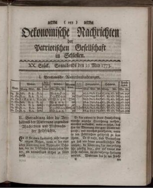 XX. Stück. Sonnabends den 22 May 1773.