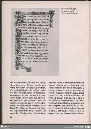 Seitengestaltung aus dem Manuskript-Buch zu „The Sermon on the Mount"