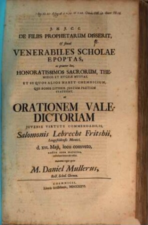 De filiis prophetarum disserit