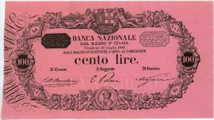 Geldschein, 100 Lire, 20.7.1892