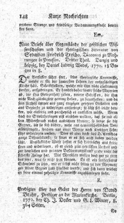 Neue Briefe über Gegenstände der geistlichen Wissenschaften und der theologischen Litteratur. T.3.