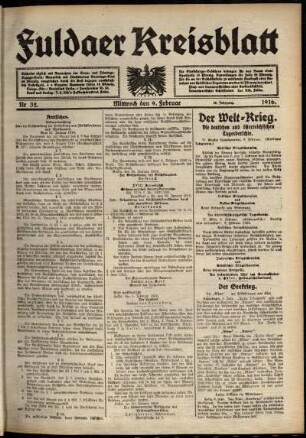 Ausgabe vom Mittwoch, den 09. Februar 1916.