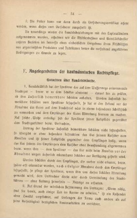 F. Angelegenheiten der kaufmännischen Rechtspflege.
