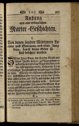 Anhang von vier erbaulichen Marter-Geschichten