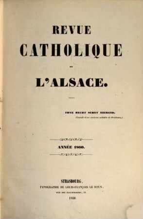 Revue catholique d'Alsace, 1860 = T. 2