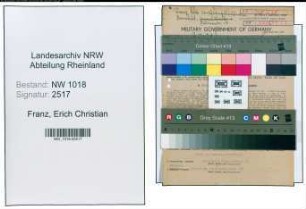 Entnazifizierung Erich Christian Franz , geb. 13.03.1902 (Versicherungskaufmann)