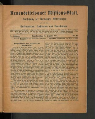 21. Dezember 1918. Nr. 12.