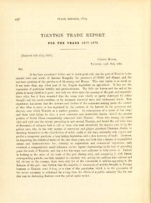 Tientsin trade report