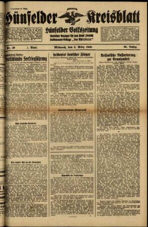 Erste Ausgabe vom Mittwoch, den 06. März 1940.