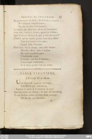 Fable Vingtieme. L'Ecrevisse & la Moule.