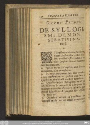 Caput Primum De Syllogismi Demonstrativi Naturâ.