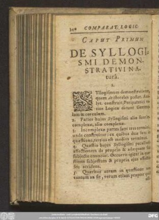 Caput Primum De Syllogismi Demonstrativi Naturâ.