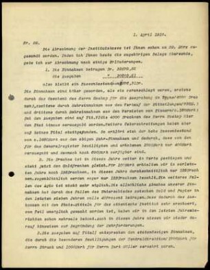 Bericht des ersten Sekretars an das General-Sekretariat