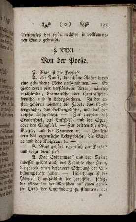 §. XXXI. Von der Poesie. - §. XL. Von der Wundarzneykunst.
