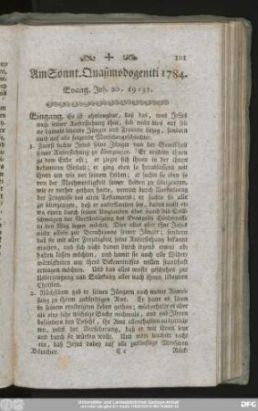 Am Sonnt. Quasimodogeniti 1784. Evang. Joh. 20, 19 - 31.
