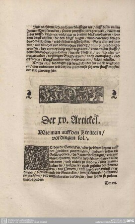 Der XV. Artickel. Wie man auff den Zwittern/ vordingen sol.