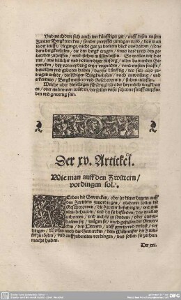 Der XV. Artickel. Wie man auff den Zwittern/ vordingen sol.