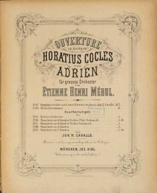 Ouverture zu den Opern Horatius Cocles & Adrien