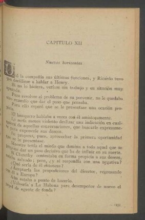 Capítulo XII - Nuevos horizontes