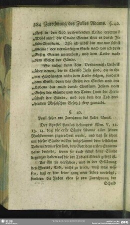 §. 40. Pauli Lehre von Zurechnung des Falles Adams