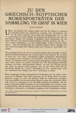 Zu den griechisch-ägyptischen Mumienporträten der Sammlung Th. Graf in Wien