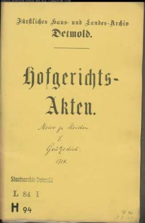 Meier zu Heiden gegen Christian Grützediek zu Heiden - Verpfändete Länderei