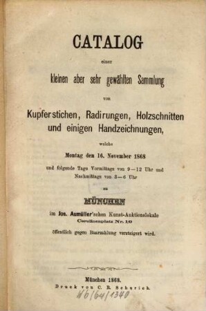 Verzeichnisse von Sammlungen von Kupferstichen, Radirungen, Holzschnitten, Aquarellen, Oelgemälden etc. etc. die in München ... : Leipzig und Wien versteigert wurden, 38