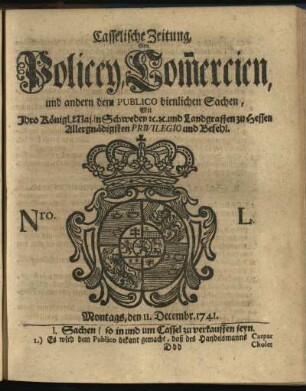 Nro. L, Montags, den 11. Decembr. 1741