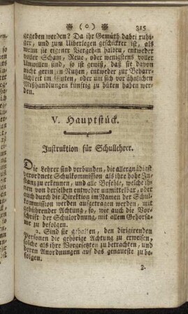 V. Hauptstück. Instruktion für Schullehrer.
