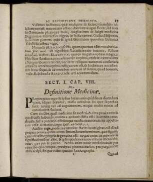 Cap. VIII. De Definitione Medicinæ. - Cap. X. De Divisione Medicinæ.