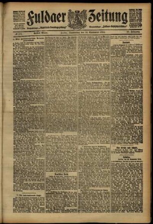 Erste Ausgabe vom Donnerstag, den 26. September 1912.