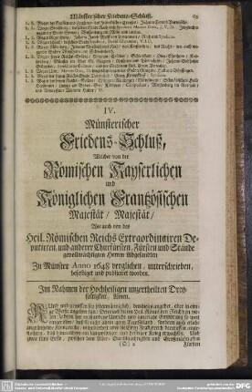 IV. Münsterischer Friedens-Schluß, ...