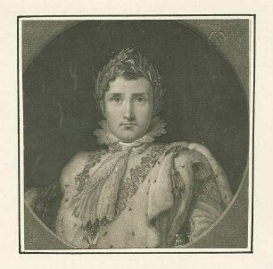 Kaiser Napoleon I. im Krönungsornat mit aufgesetztem Lorbeerkranz, Brustbild